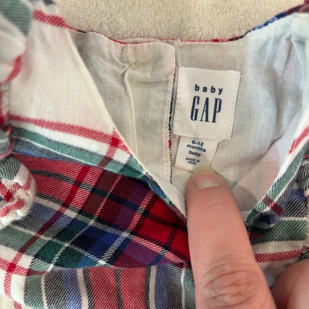 Gap 6-12 months long sleeve baby dress Christmas plaid